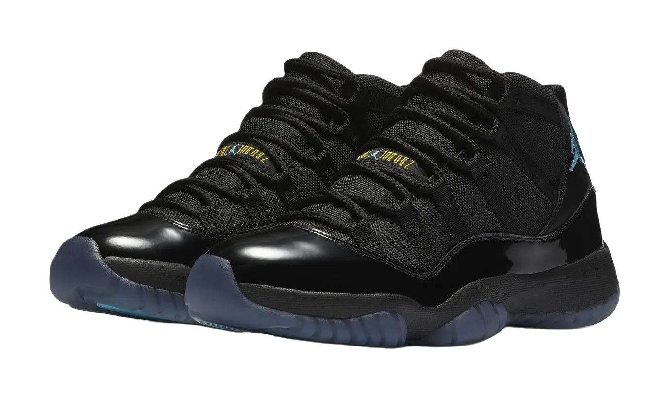 Jordan Air Jordan 11 Slip Resistant Abrasion Resistant High top Childrens Basketball Shoes Black Blue Unisex  vjsneaker.com