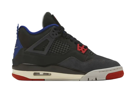 Jordan Air Jordan 4 Slip Resistant Abrasion Resistant Mid top Childrens Basketball Shoes Black Blue Unisex  vjsneaker.com