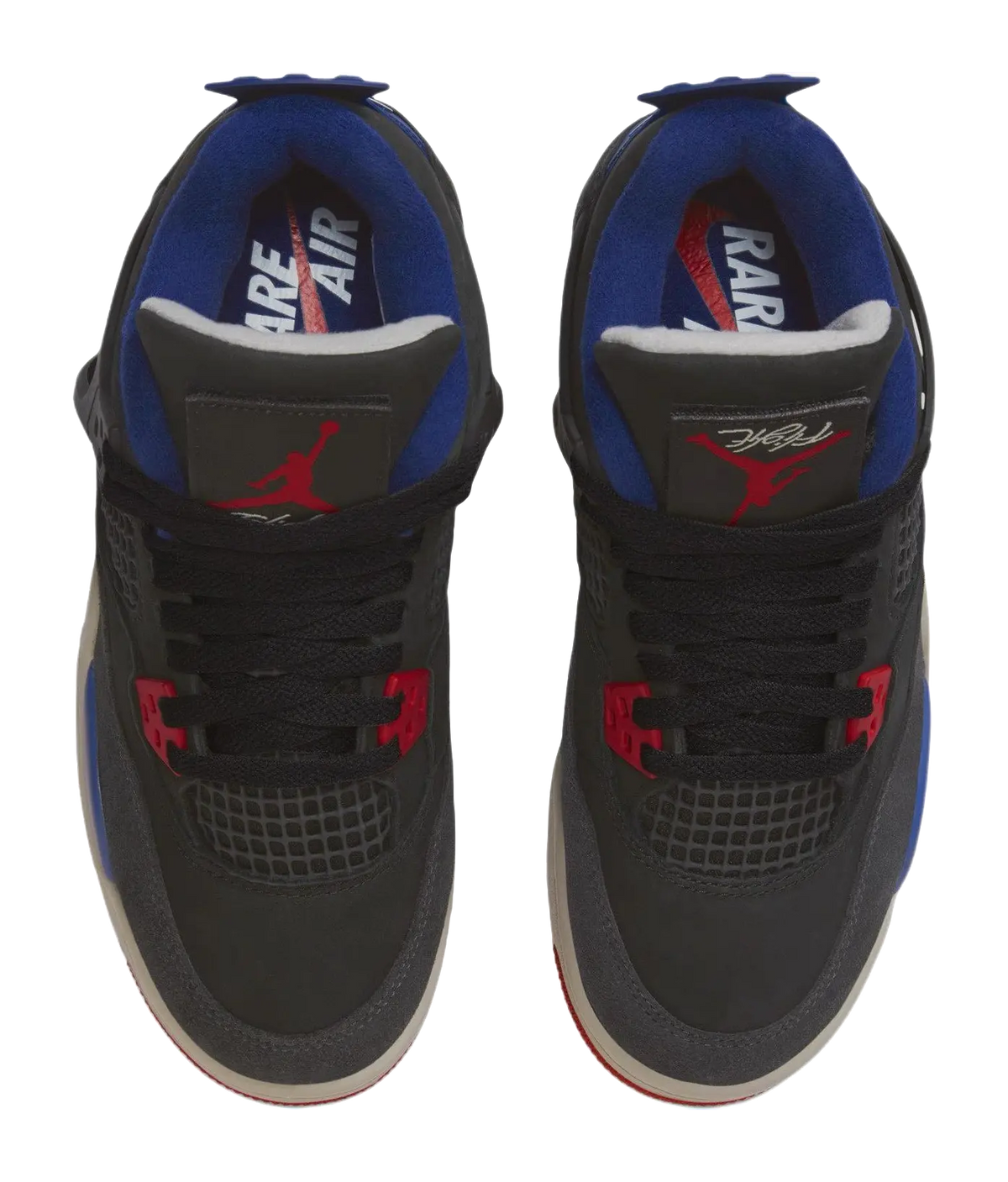 Jordan Air Jordan 4 Slip Resistant Abrasion Resistant Mid top Childrens Basketball Shoes Black Blue Unisex  vjsneaker.com