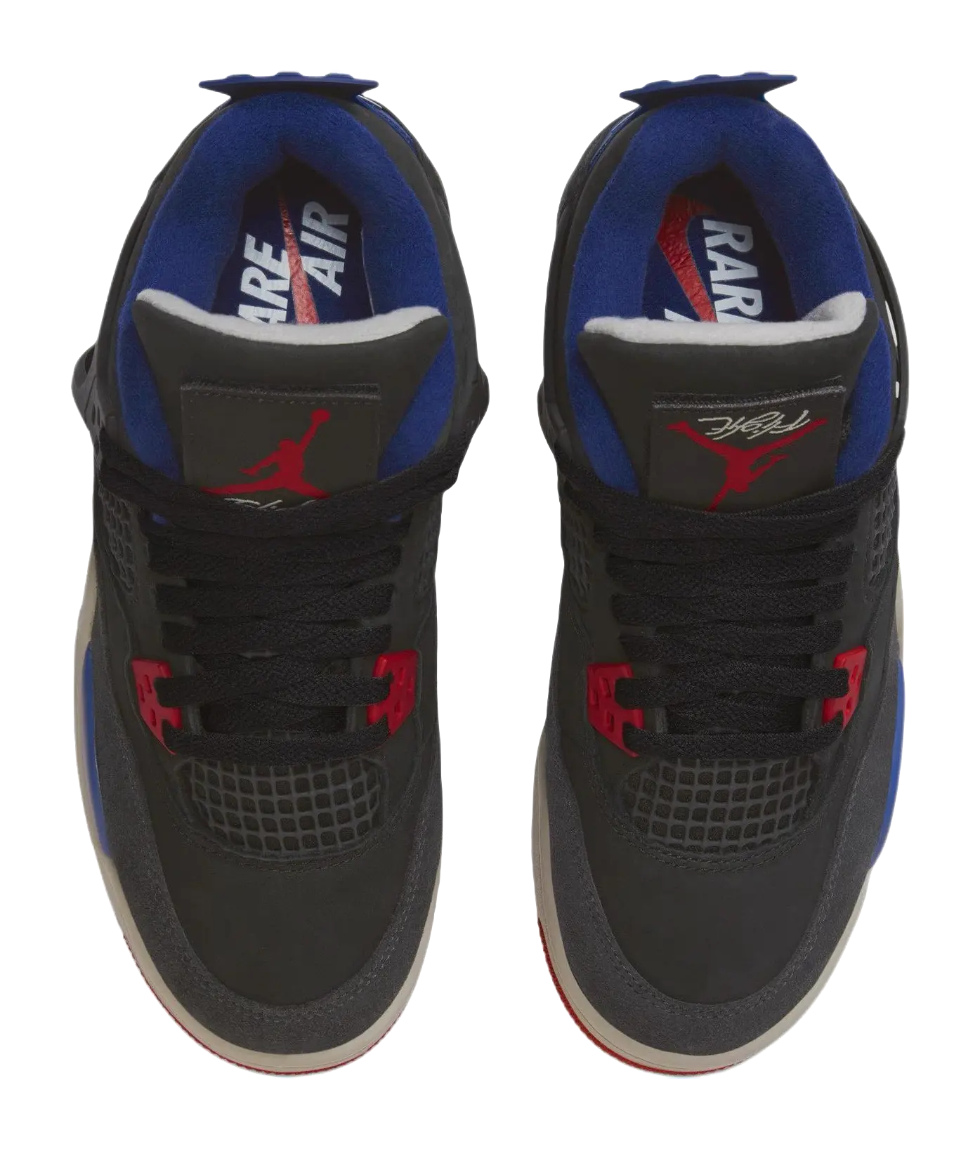 Jordan Air Jordan 4 Slip Resistant Abrasion Resistant Mid top Childrens Basketball Shoes Black Blue Unisex  vjsneaker.com