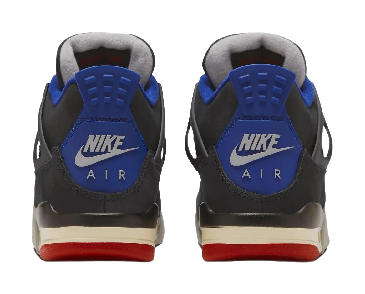 Jordan Air Jordan 4 Slip Resistant Abrasion Resistant Mid top Childrens Basketball Shoes Black Blue Unisex  vjsneaker.com