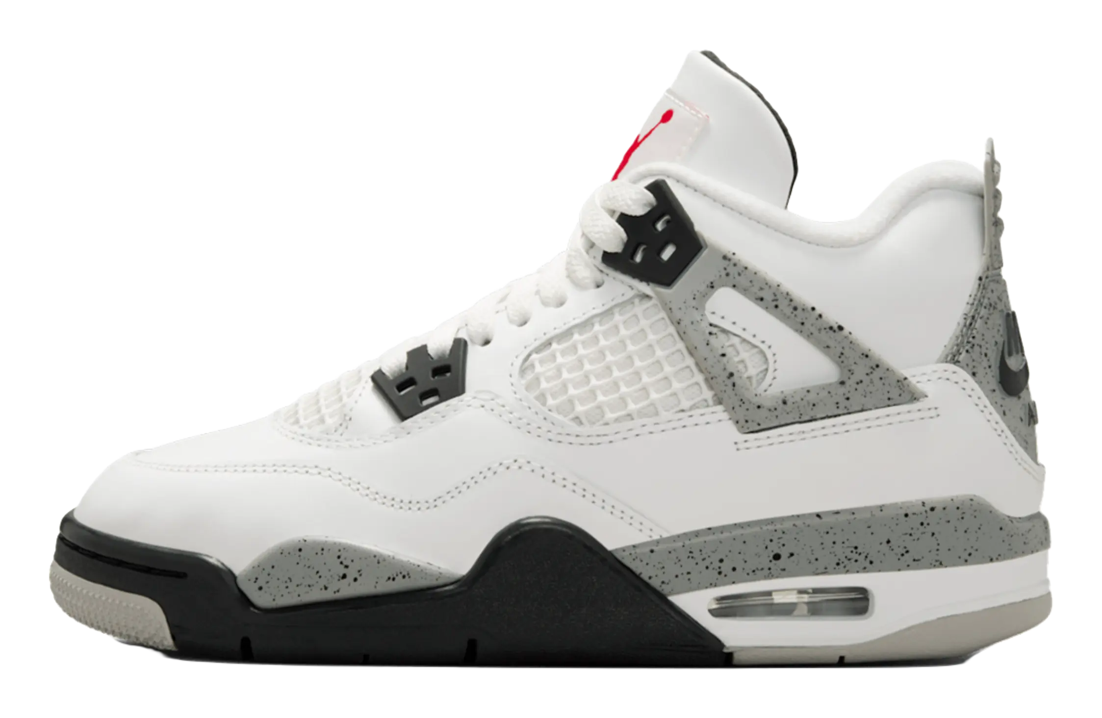 Jordan Air Jordan 4 Slip Resistant Abrasion Resistant Mid top Childrens Basketball Shoes White Black Unisex  vjsneaker.com