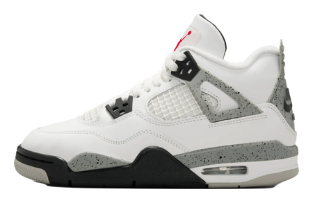 Jordan Air Jordan 4 Slip Resistant Abrasion Resistant Mid top Childrens Basketball Shoes White Black Unisex  vjsneaker.com