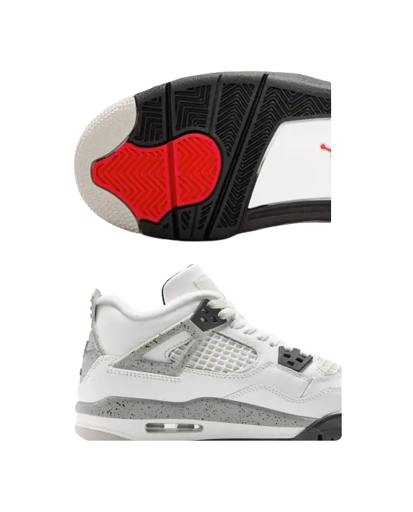 Jordan Air Jordan 4 Slip Resistant Abrasion Resistant Mid top Childrens Basketball Shoes White Black Unisex  vjsneaker.com