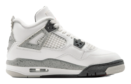 Jordan Air Jordan 4 Slip Resistant Abrasion Resistant Mid top Childrens Basketball Shoes White Black Unisex  vjsneaker.com