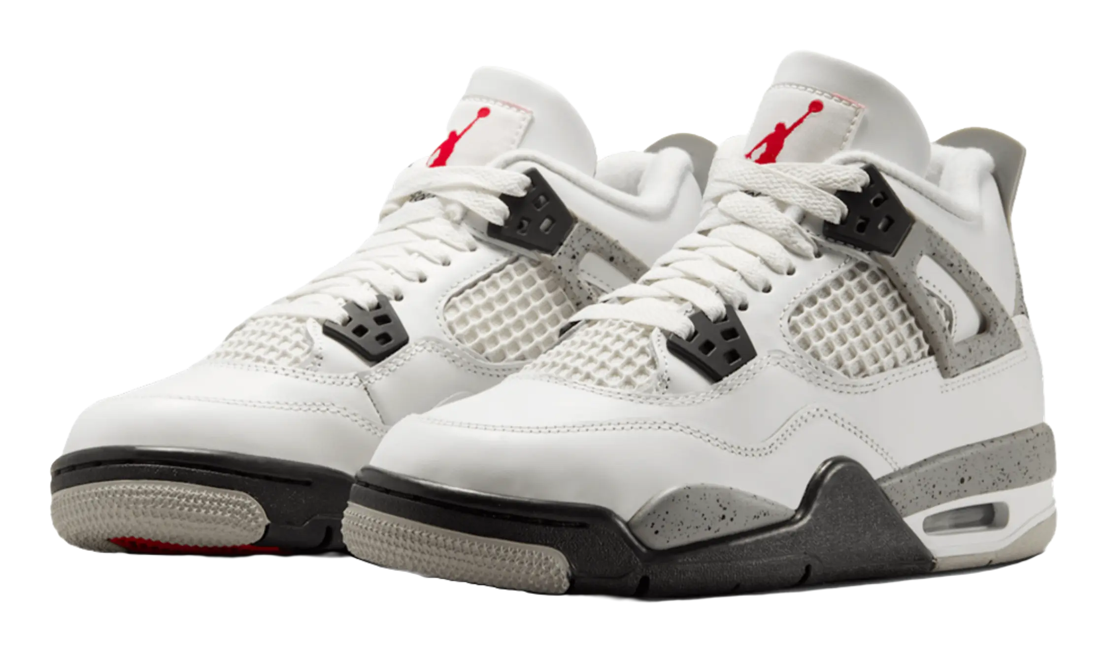 Jordan Air Jordan 4 Slip Resistant Abrasion Resistant Mid top Childrens Basketball Shoes White Black Unisex  vjsneaker.com