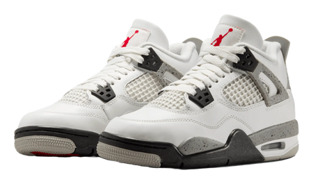 Jordan Air Jordan 4 Slip Resistant Abrasion Resistant Mid top Childrens Basketball Shoes White Black Unisex  vjsneaker.com
