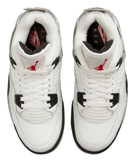 Jordan Air Jordan 4 Slip Resistant Abrasion Resistant Mid top Childrens Basketball Shoes White Black Unisex  vjsneaker.com