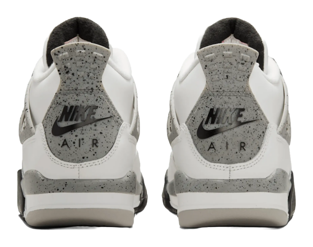 Jordan Air Jordan 4 Slip Resistant Abrasion Resistant Mid top Childrens Basketball Shoes White Black Unisex  vjsneaker.com