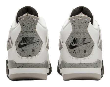 Jordan Air Jordan 4 Slip Resistant Abrasion Resistant Mid top Childrens Basketball Shoes White Black Unisex  vjsneaker.com