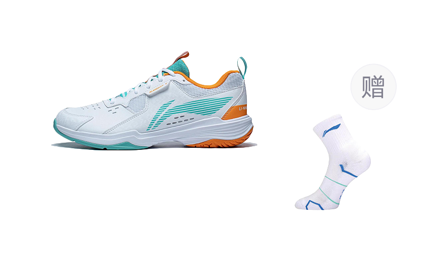 LINING Ace Badminton Shoes Unisex Low top White/Green/Orange 