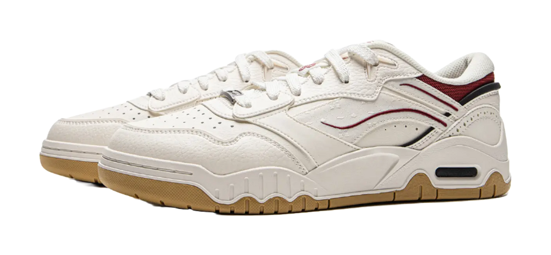 LINING Moon White 3 Skateboard Shoes Men's Low top White Red 