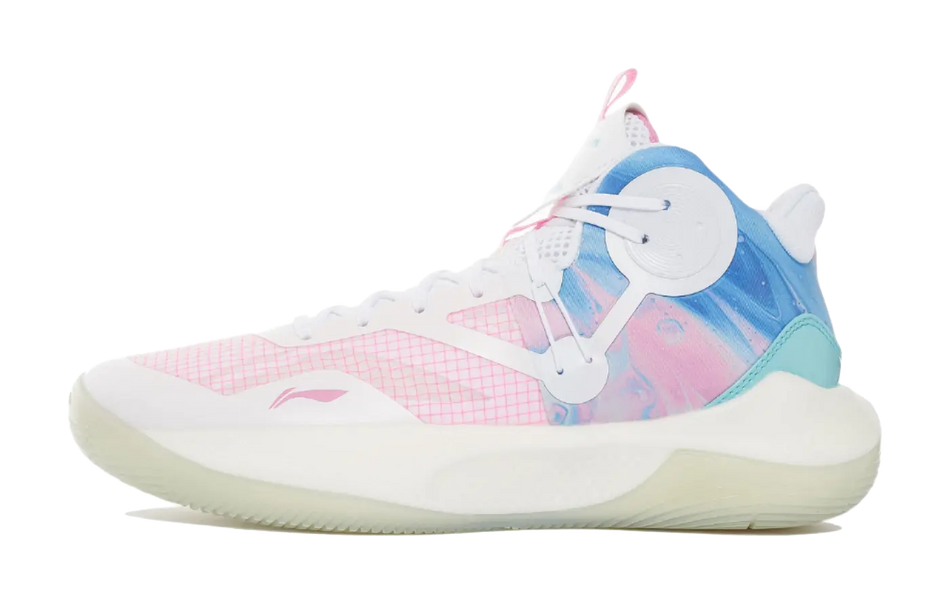 LINING Sonic 9 Team - Mens On Court Basketball Shoes White/Pink/Blue 