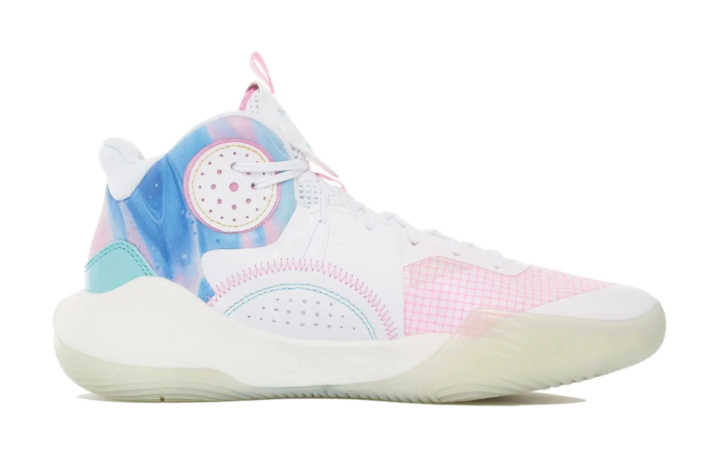 LINING Sonic 9 Team - Mens On Court Basketball Shoes White/Pink/Blue 
