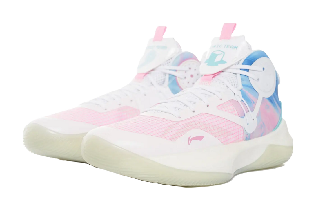 LINING Sonic 9 Team - Mens On Court Basketball Shoes White/Pink/Blue 