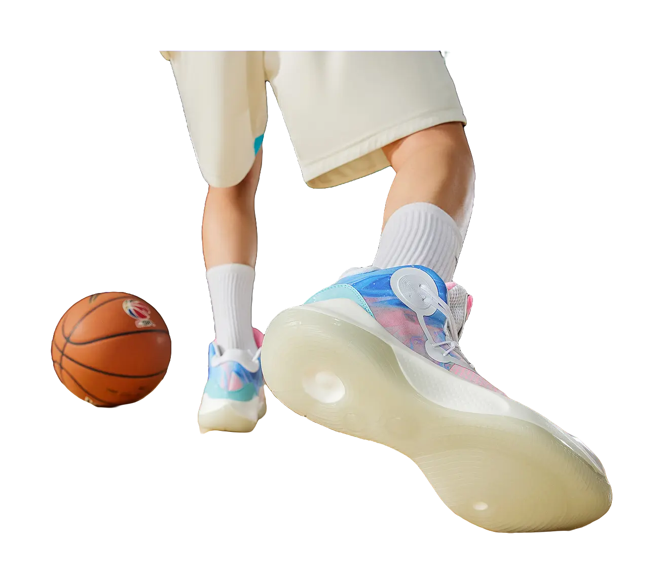 LINING Sonic 9 Team - Mens On Court Basketball Shoes White/Pink/Blue 