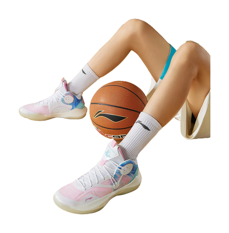 LINING Sonic 9 Team - Mens On Court Basketball Shoes White/Pink/Blue 