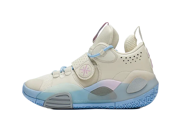 LINING YOUNG ALL CITY 8 Shock Absorbers Rebound Mid top Childrens Basketball Shoes White Blue 