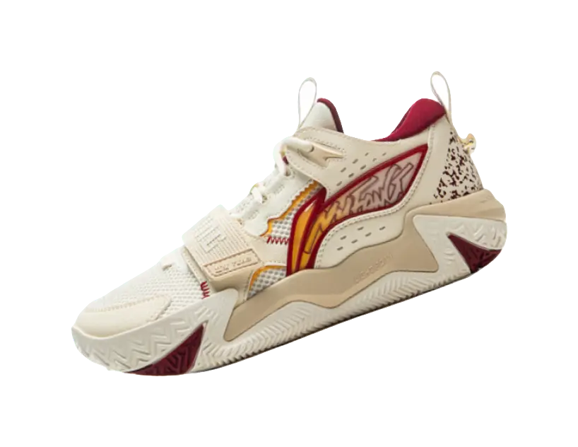 LINING YOUNG Anti-Slip And Wear-Resistant Rebound Childrens Basketball Shoes Ecru/Rock White Gray Teenagers  vjsneaker.com