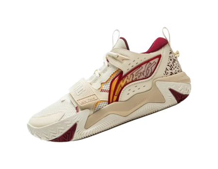 LINING YOUNG Anti-Slip And Wear-Resistant Rebound Childrens Basketball Shoes Ecru/Rock White Gray Teenagers  vjsneaker.com