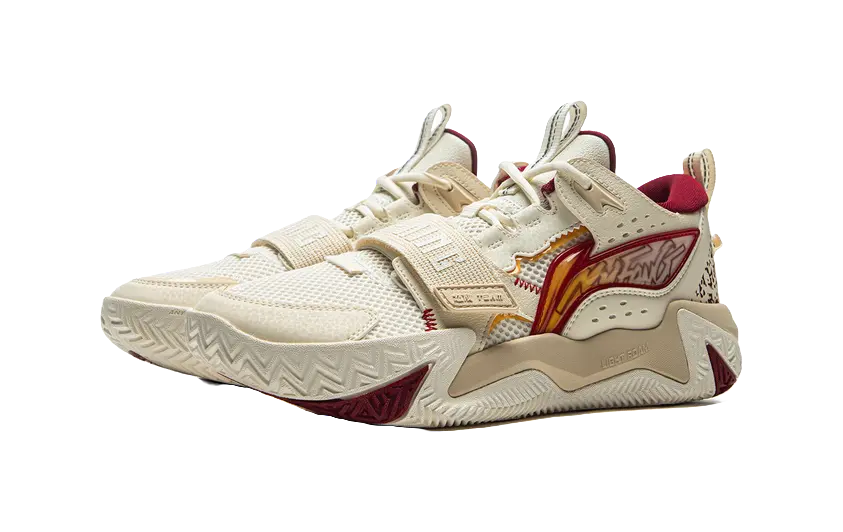 LINING YOUNG Anti-Slip And Wear-Resistant Rebound Childrens Basketball Shoes Ecru/Rock White Gray Teenagers  vjsneaker.com