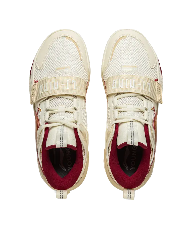 LINING YOUNG Anti-Slip And Wear-Resistant Rebound Childrens Basketball Shoes Ecru/Rock White Gray Teenagers  vjsneaker.com