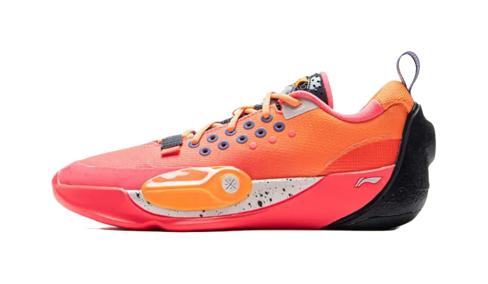 LINING YOUNG Anti Slip Wear Resistant Low Top Childrens Basketball Shoes Red Orange 