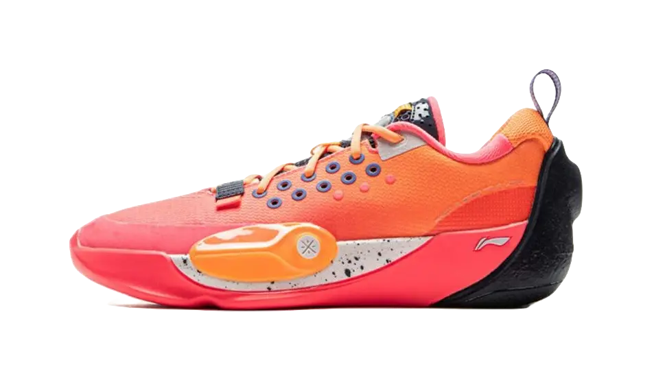 LINING YOUNG Anti Slip Wear Resistant Low Top Childrens Basketball Shoes Red Orange 