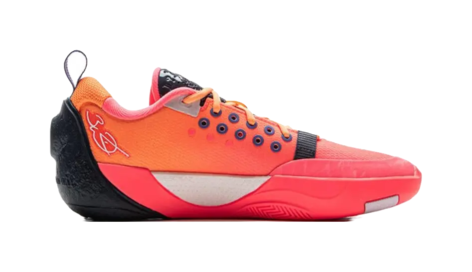 LINING YOUNG Anti Slip Wear Resistant Low Top Childrens Basketball Shoes Red Orange 