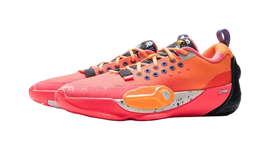 LINING YOUNG Anti Slip Wear Resistant Low Top Childrens Basketball Shoes Red Orange 