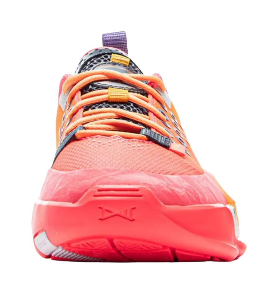 LINING YOUNG Anti Slip Wear Resistant Low Top Childrens Basketball Shoes Red Orange 