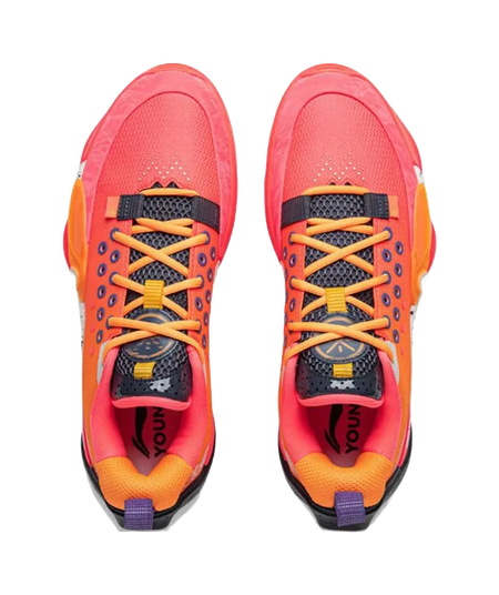 LINING YOUNG Anti Slip Wear Resistant Low Top Childrens Basketball Shoes Red Orange 