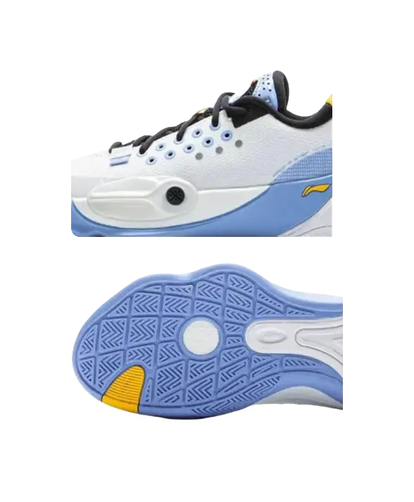 LINING YOUNG Basketball Anti-Slip Wear-Resistant Low-Top Childrens Basketball Shoes White Blue Kids  vjsneaker.com