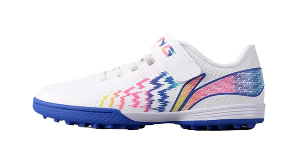 LINING YOUNG Cushioning, Wear Resistant Low Top Kids Soccer Shoes White Blue 