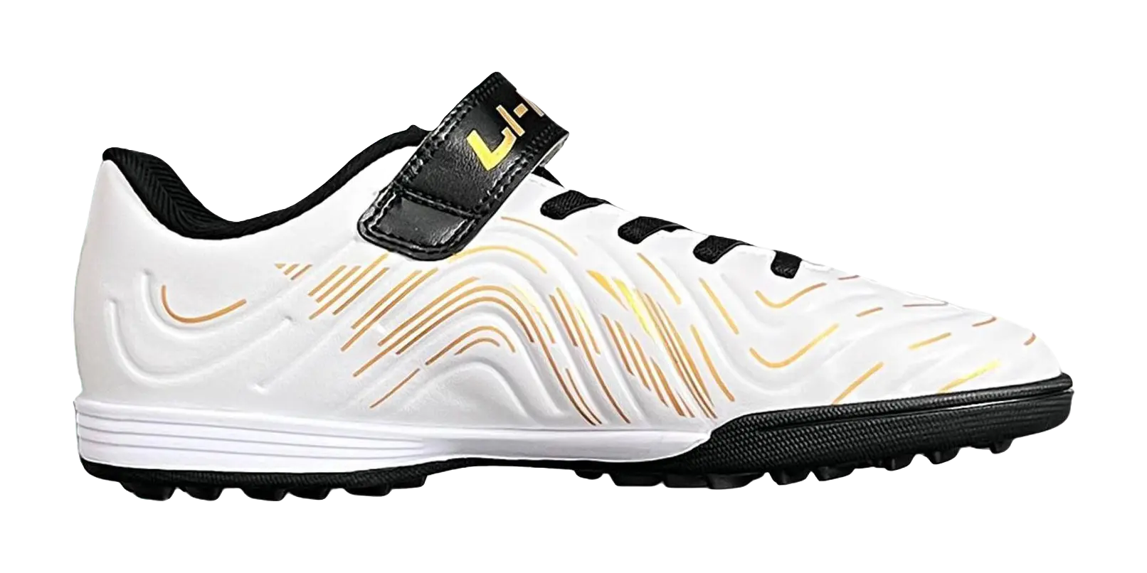 LINING YOUNG Football Anti Slip Wear Resistant Low Top Kids Soccer Shoes Standard White/Antique Gold/Black Kids  vjsneaker.com