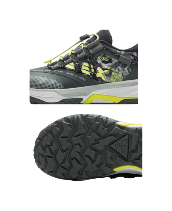 LINING YOUNG Outdoor Cushioning Rebound Support Low-Top Kids Outdoor Shoes Thunderstorm Gray Kids  vjsneaker.com