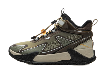 LINING YOUNG Outdoor Slip Resistant Cushioning Rebound Thermal Mid Top Kids Outdoor Shoes Agarwood Green Kids  vjsneaker.com