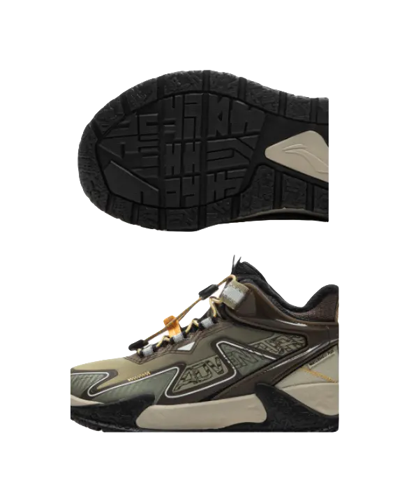 LINING YOUNG Outdoor Slip Resistant Cushioning Rebound Thermal Mid Top Kids Outdoor Shoes Agarwood Green Kids  vjsneaker.com