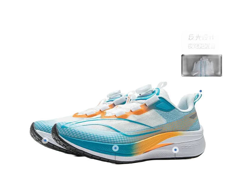 LINING YOUNG Red Rabbit 7 PRO YOUNG Cushioning Wear-Resistant Rebound Low-Top Running Shoes Blue Orange White Kids  vjsneaker.com