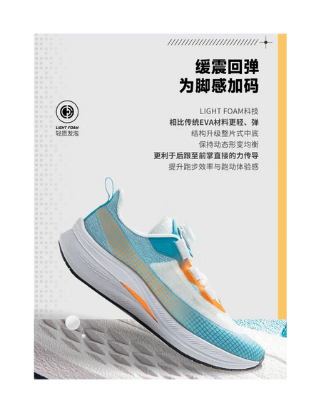 LINING YOUNG Red Rabbit 7 PRO YOUNG Cushioning Wear-Resistant Rebound Low-Top Running Shoes Blue Orange White Kids  vjsneaker.com