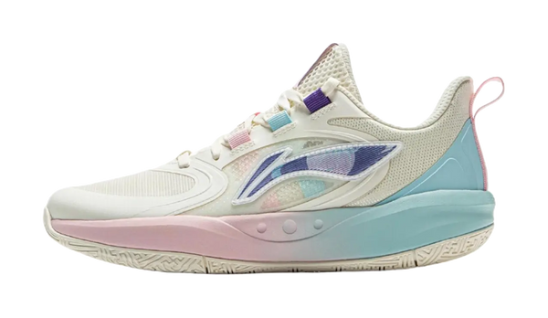 LINING YOUNG Solar Energy Pre Anti Slip Wear Resistant Low Top Childrens Basketball Shoes Ecru 