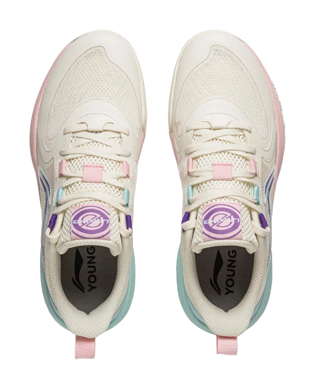 LINING YOUNG Solar Energy Pre Anti Slip Wear Resistant Low Top Childrens Basketball Shoes Ecru 