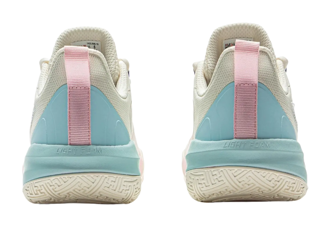 LINING YOUNG Solar Energy Pre Anti Slip Wear Resistant Low Top Childrens Basketball Shoes Ecru 