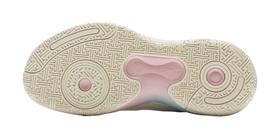 LINING YOUNG Solar Energy Pre Anti Slip Wear Resistant Low Top Childrens Basketball Shoes Ecru 