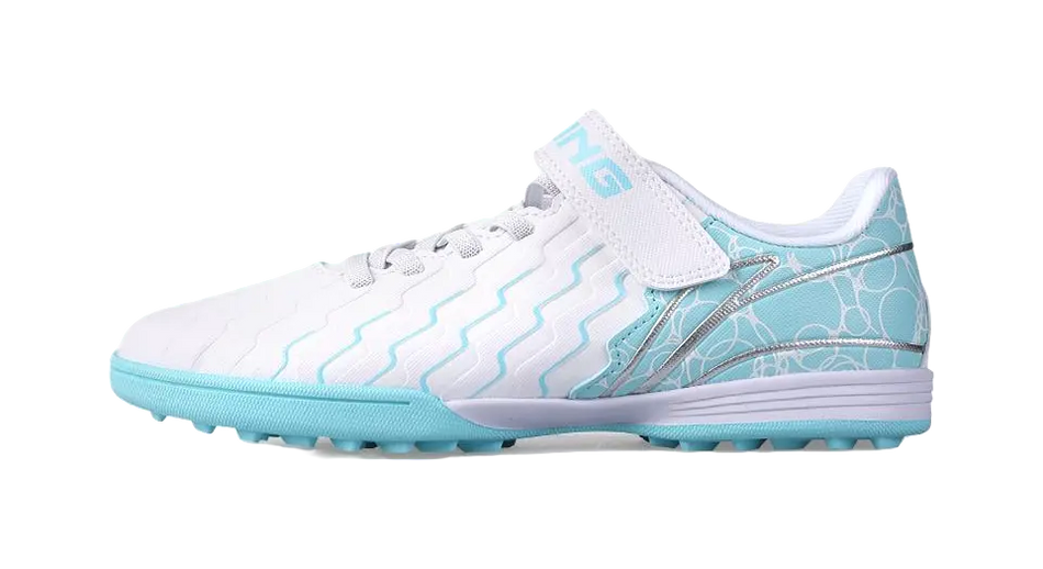 LINING YOUNG Synthetic Leather Slip Resistant Cushioning Low top Kids Soccer Shoes Blue White  vjsneaker.com