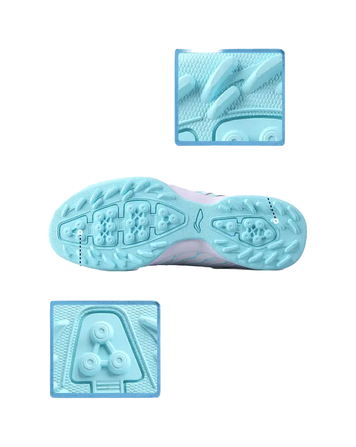 LINING YOUNG Synthetic Leather Slip Resistant Cushioning Low top Kids Soccer Shoes Blue White  vjsneaker.com