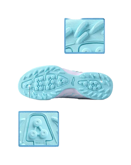 LINING YOUNG Synthetic Leather Slip Resistant Cushioning Low top Kids Soccer Shoes Blue White  vjsneaker.com