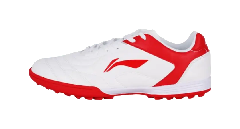 LINING YOUNG TF Slip Resistant Anti Kick Cushioning Low Top Kids Soccer Shoes White Red 