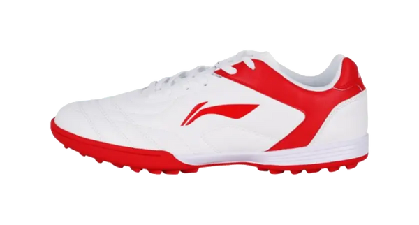 LINING YOUNG TF Slip Resistant Anti Kick Cushioning Low Top Kids Soccer Shoes White Red 