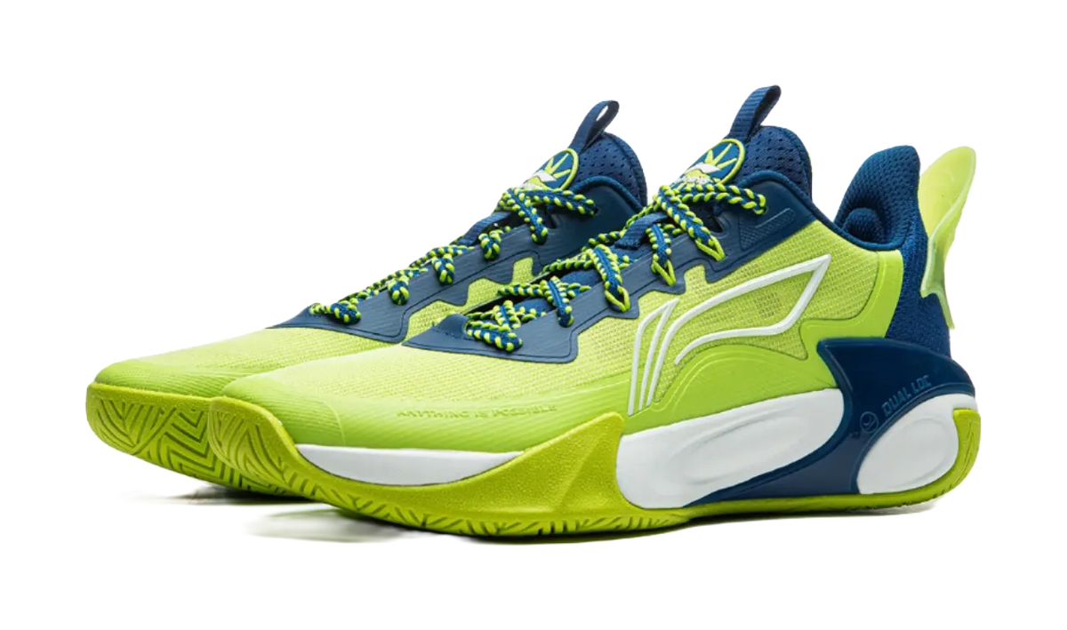 LINING YOUNG Wind Shadow 2.0 Low top Childrens Basketball Shoes Green Blue Teenagers 